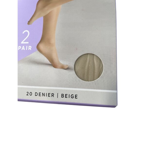 Silk Impressions Pantyhose Size Large Shimmer Sheer Beige 20 Denier 2 Pair NEW - Picture 2 of 6